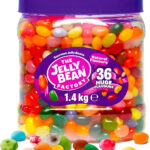 The Jelly Bean Factory, Jelly Beans Gift 1.4 KG Tub, Bulk Gluten Free Sweets - 36 Natural, Huge Flavour Fruit Jellies, Chewy, Retro American Sweets for Kids, Adults - Gourmet Pick and Mix Jellybeans